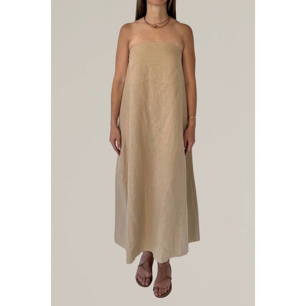 Elegant Tan Strapless Dress